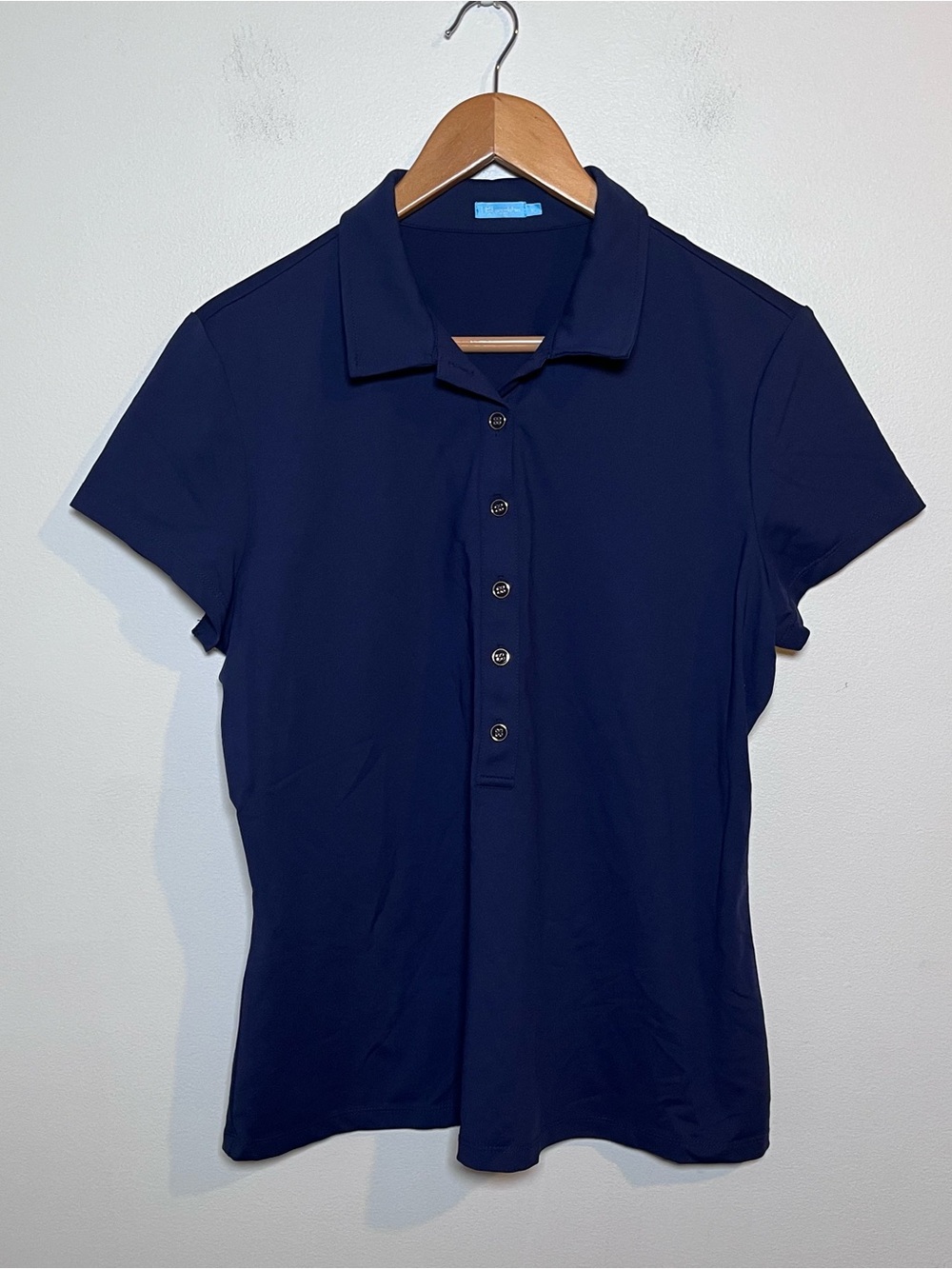 J. McLaughlin Court Cap Sleeve Polo Catalina Cloth Winter Navy Blue Size XL